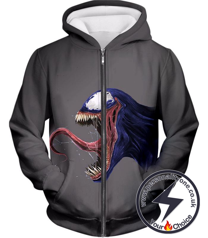 Marvels Venom Grey Animated Zip Up Hoodie